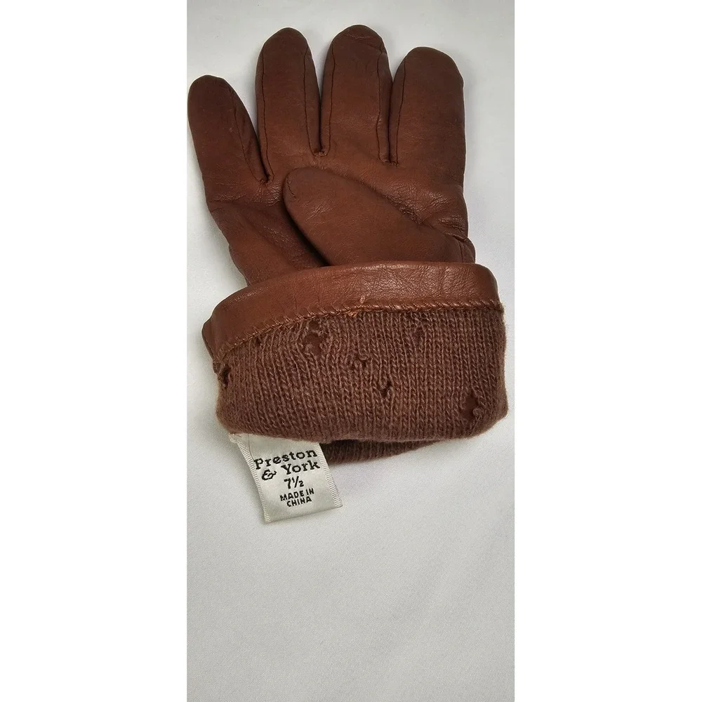 Preston And York Dark Red Women's‎ Leather Gloves With Cashmere Lining Size 8